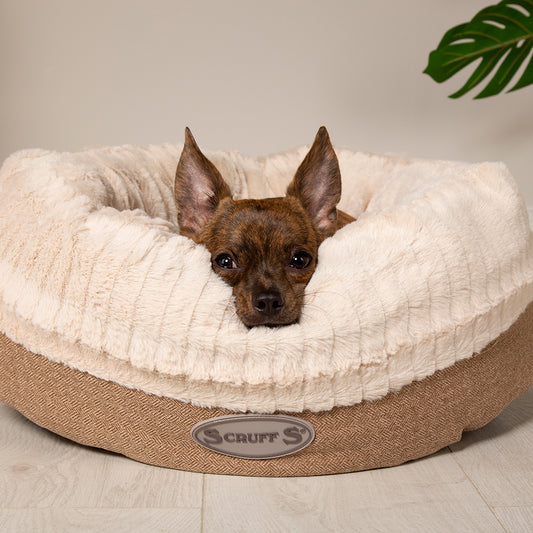 Ellen Donut Dog Bed (in Tan, Pink or Grey) by Scruffs